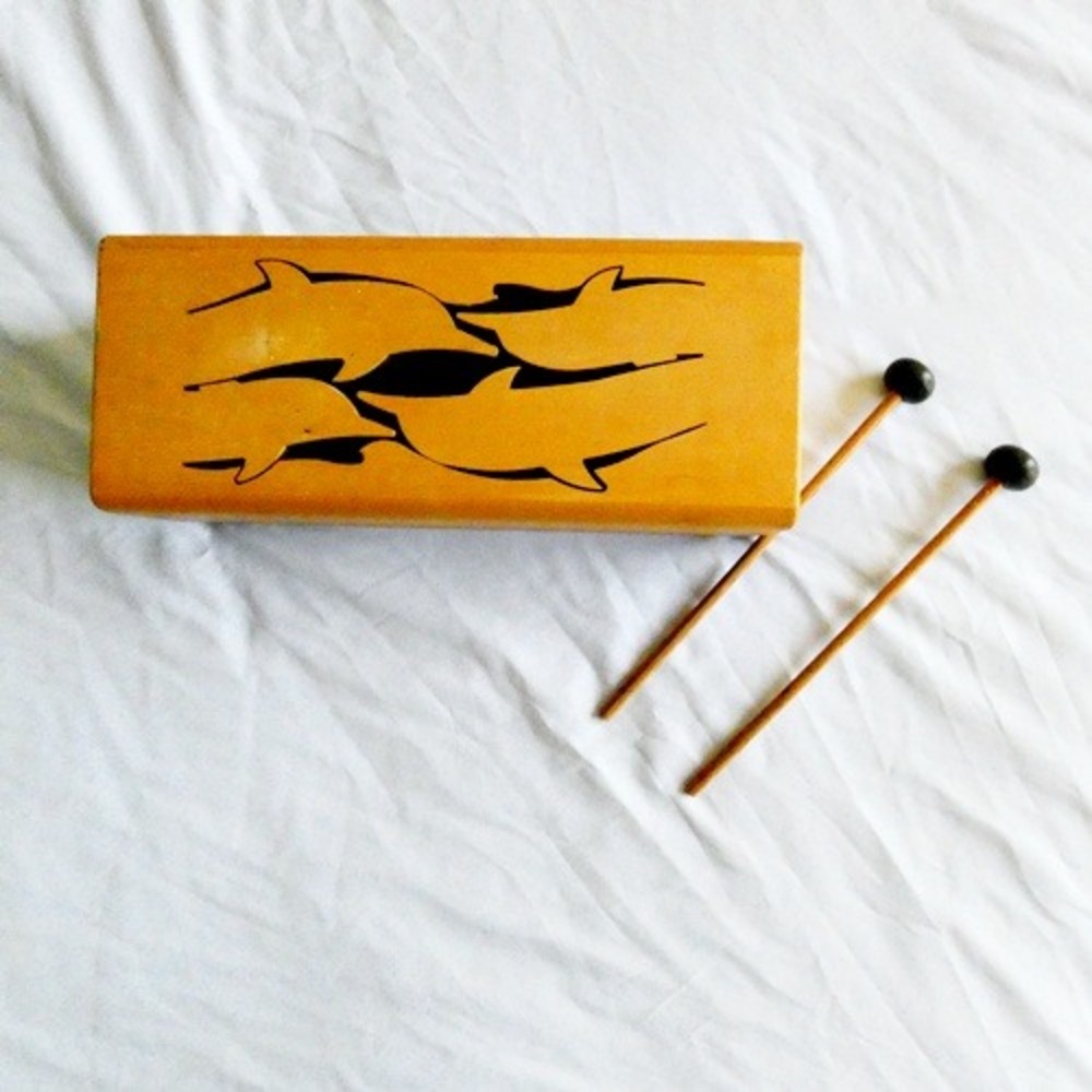 TAPO Drum Percussion Wooden Drum With Dolphins Model 5001 With 2 Mallets